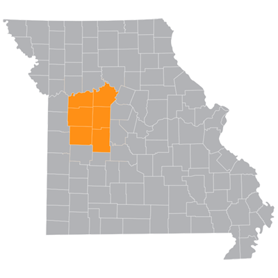 Map Showing the Counties Served in Missouri