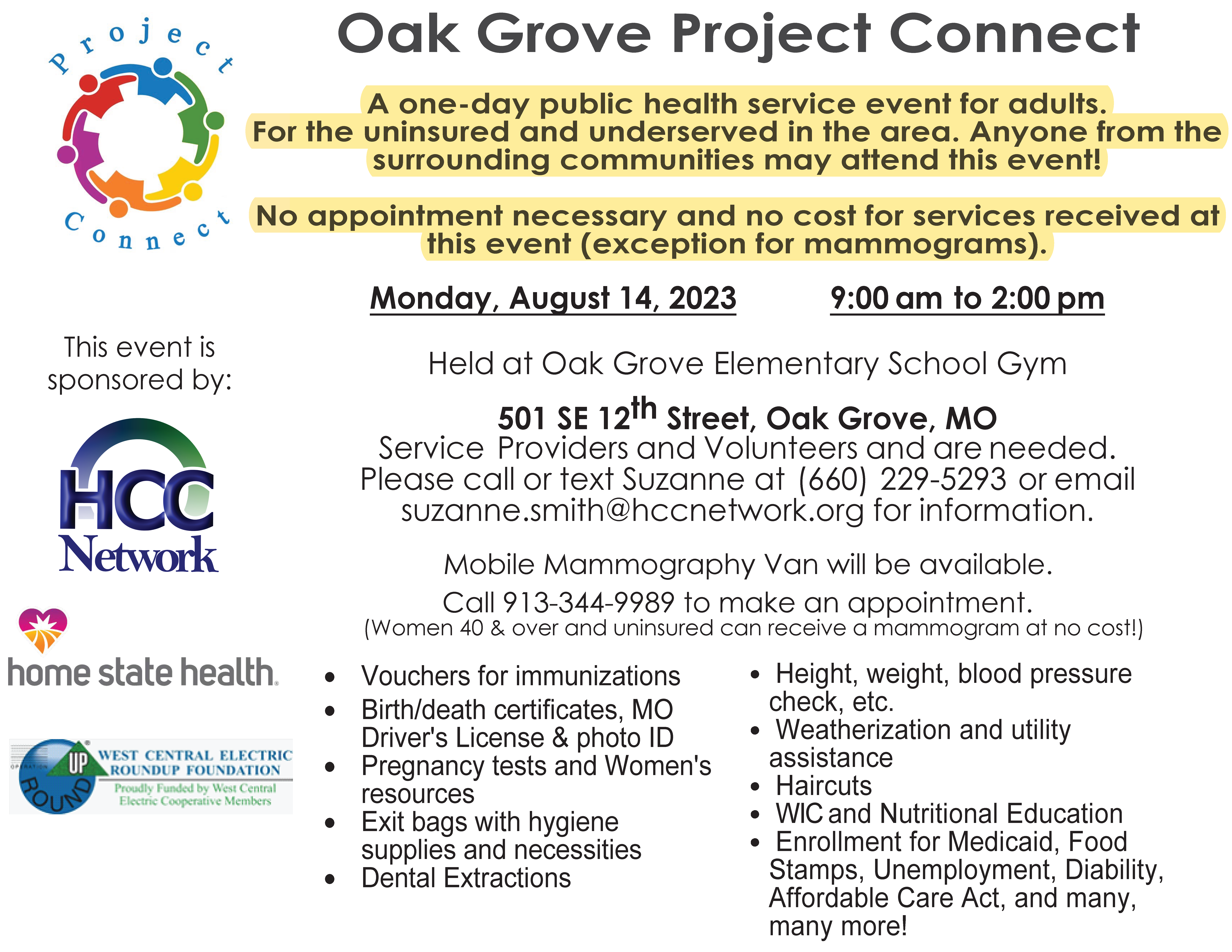 HCC Project Connect @ Oak Grove Elementary School Gym