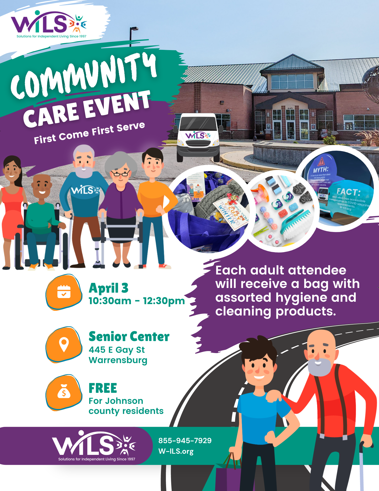 Community Care Event April 3 at the Senior Center FREE 10:30am - 12:30pm. 445 E. Gay St. Warrensburg, MO, MO For Johnson county residents. First come, first serve.